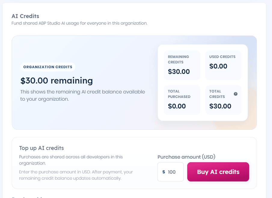 AI credits purchase